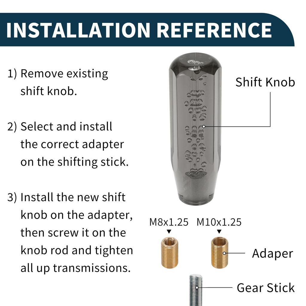 TUCKBOLD Car Shift Knob 15cm Octagon Cristal | Front Universal for Automatic and Manual