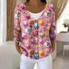 Women's Fashion Long Sleeve Christmas Snowman Snowflake Print Jacket Cardigan