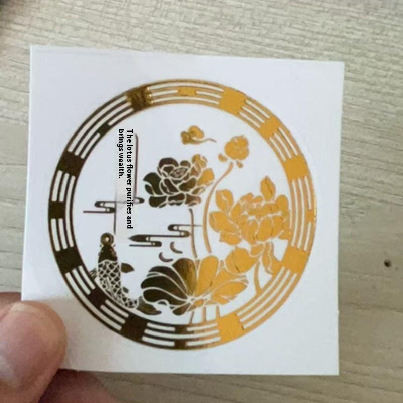 10Pcs/Set Lucky Carp Lotus Metal Sticker For Home Feng Shui Wealth Decoration Car Mobile Phone Decals