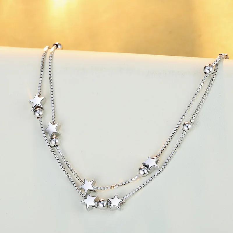 925 Silver Chain Stars Bracelets for Women Charms Fashion Designer Party Wedding Jewelry Holiday Gifts