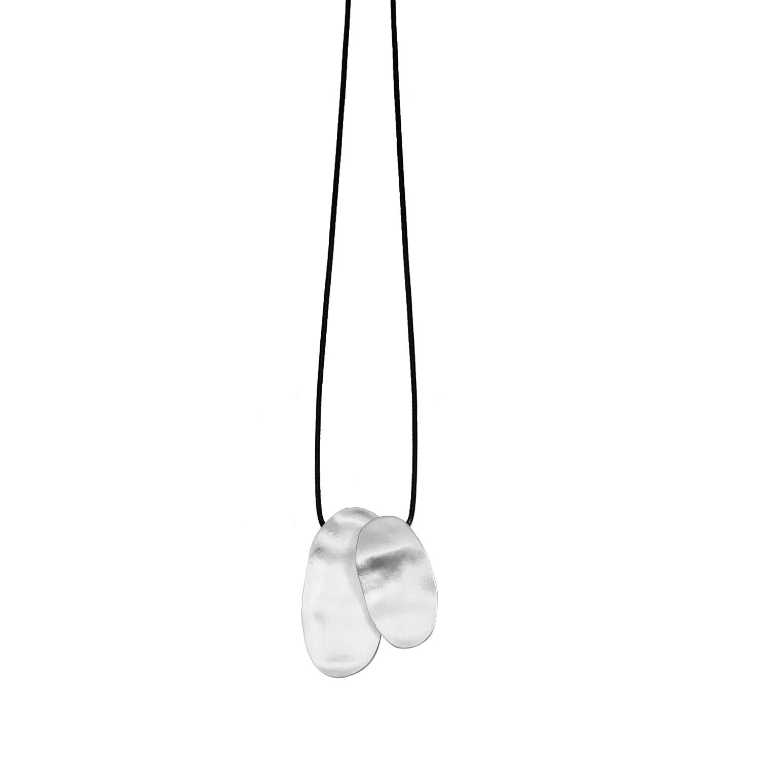 

Geometric oval metal brushed necklace, simple light luxury wax thread adjustable item decoration