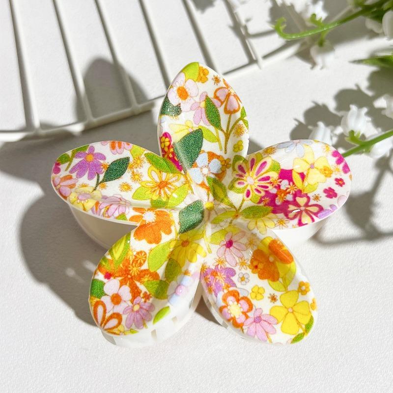 Printed Clips, Egg Flower Fresh and Light Hair Clips Back of The Head Updo Shark Clips