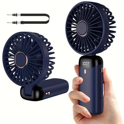 Mini ventilatore versatile a 5 velocità con display a LED - ricaricabile tramite USB, pieghevole, touch-control, ventilatore portatile per interni/esterni