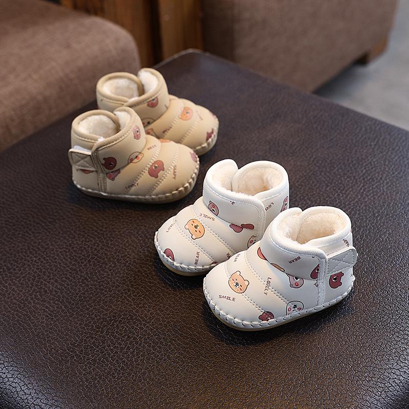 Fleece-Lined Baby Snow Boots with Velcro for 0-1 Year Olds, Unisex, Mid-Calf, Winter Warm