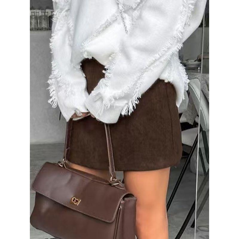 Western Style New Retro Versitile Fashion Corduroy Skirt Hip Skirt High Waisted Skirt