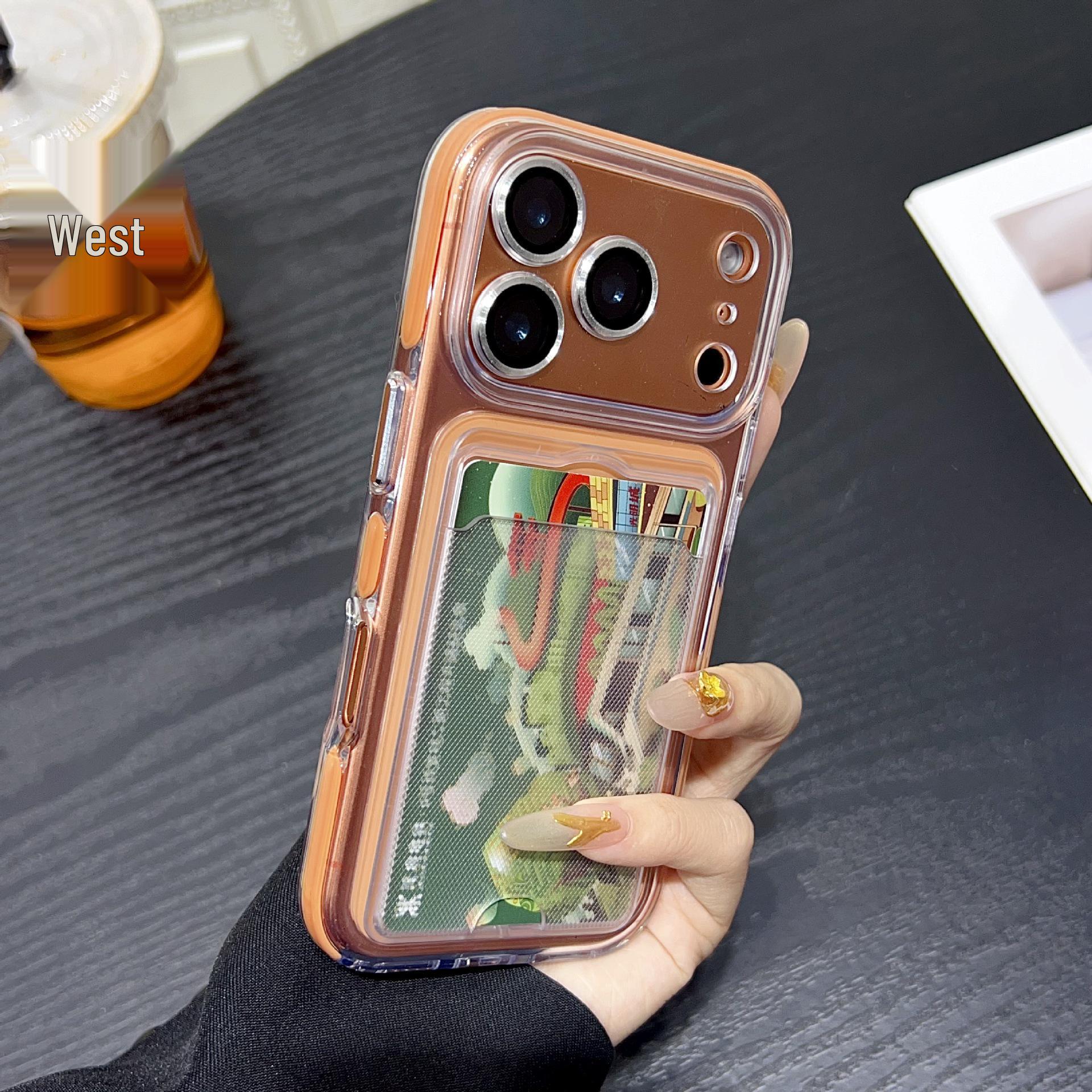 

Compatible with Apple 17 Pro Max, Ice Crystal Bi-Color iPhone 16 Card Slot Anti-Fall Protective Case In Production