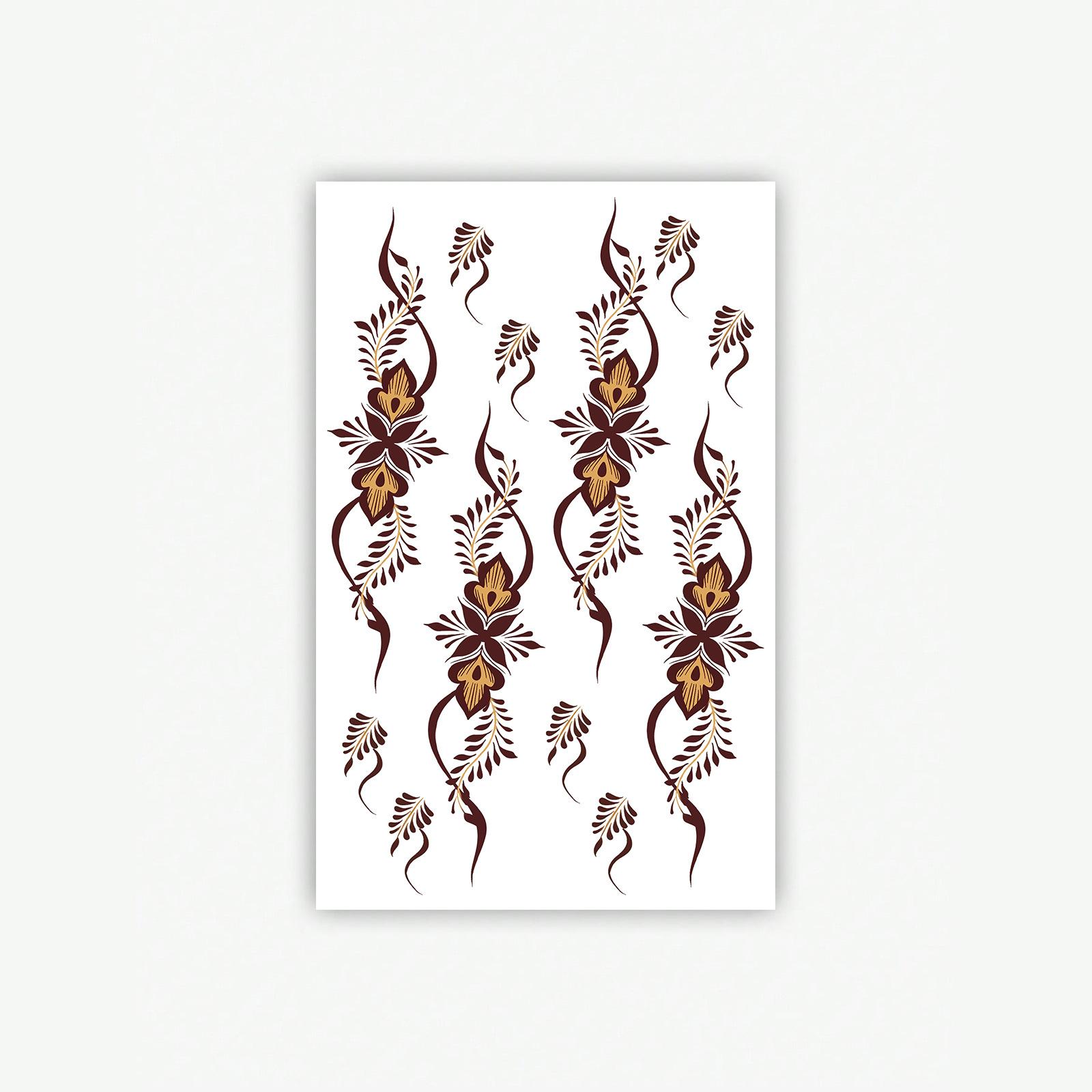 Brown Red Hand Painted Tattoo Sticker Flower Totem Back Of Hand Tattoo Sticker 12*19CM