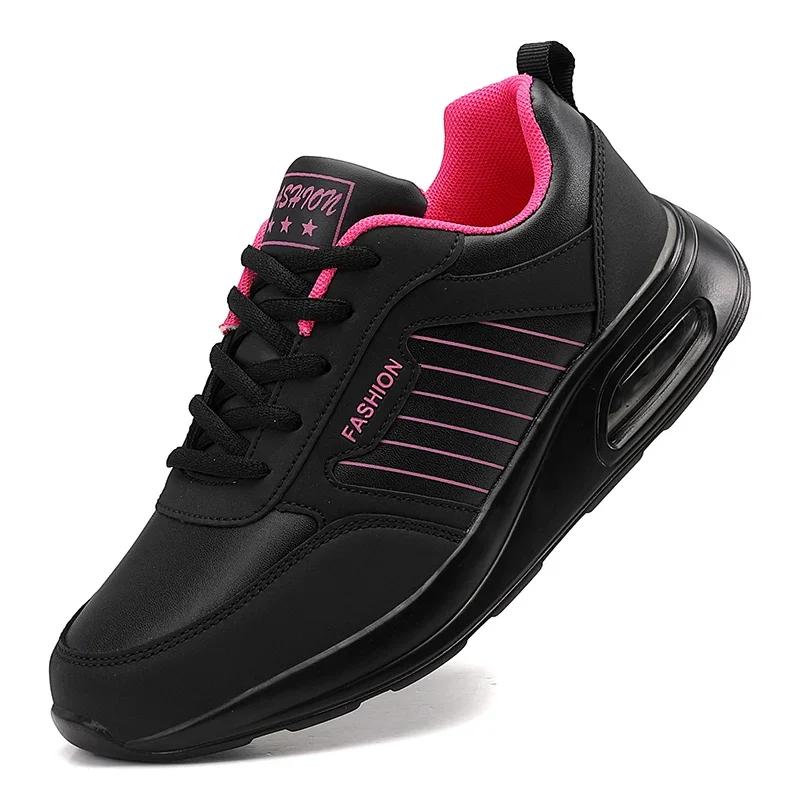 Fashion Women Running Shoes for Gym Waterproof Black Sneakers Sports Chunky Platform Fashion Autumn Non-slip Casual Ladies Fitness Walki