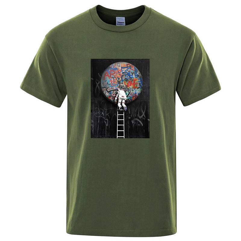 Summer Men's High Quality Cotton Funny Astronaut Design Print Casual Loose Cool Men O-neck Men Comfortable Soft Cotton T-shirt