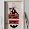 Halloween Hanging Door Sign Pumpkin Door Hanger Rustic Spooky Happy Halloween Wall Plaque for Indoor Outdoor Party Decoration