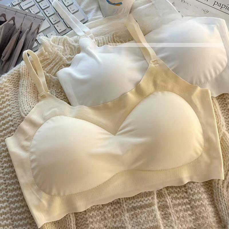 Ice Silk Bra Women Solid Color Simple Comfortable Skin Friendly Adjustable Shoulder Straps Breathable Sports Sleep Bra