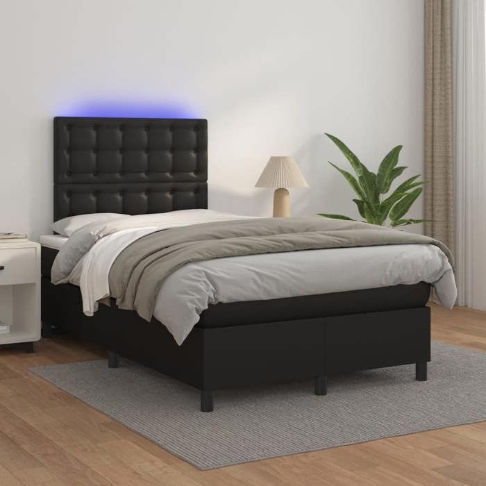 VidaXL Slatted Bed Base with Mattress and LED, Upholstered Bed, Double Bed, Adult Bed for Interior Bedroom, 3135933