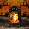 Horror Theme Party Decor Tombstone Candle Lantern, LED Lighted Spooky Graveyard Table Lamp, Halloween Pumpkin Bag Fillers Small Night Light