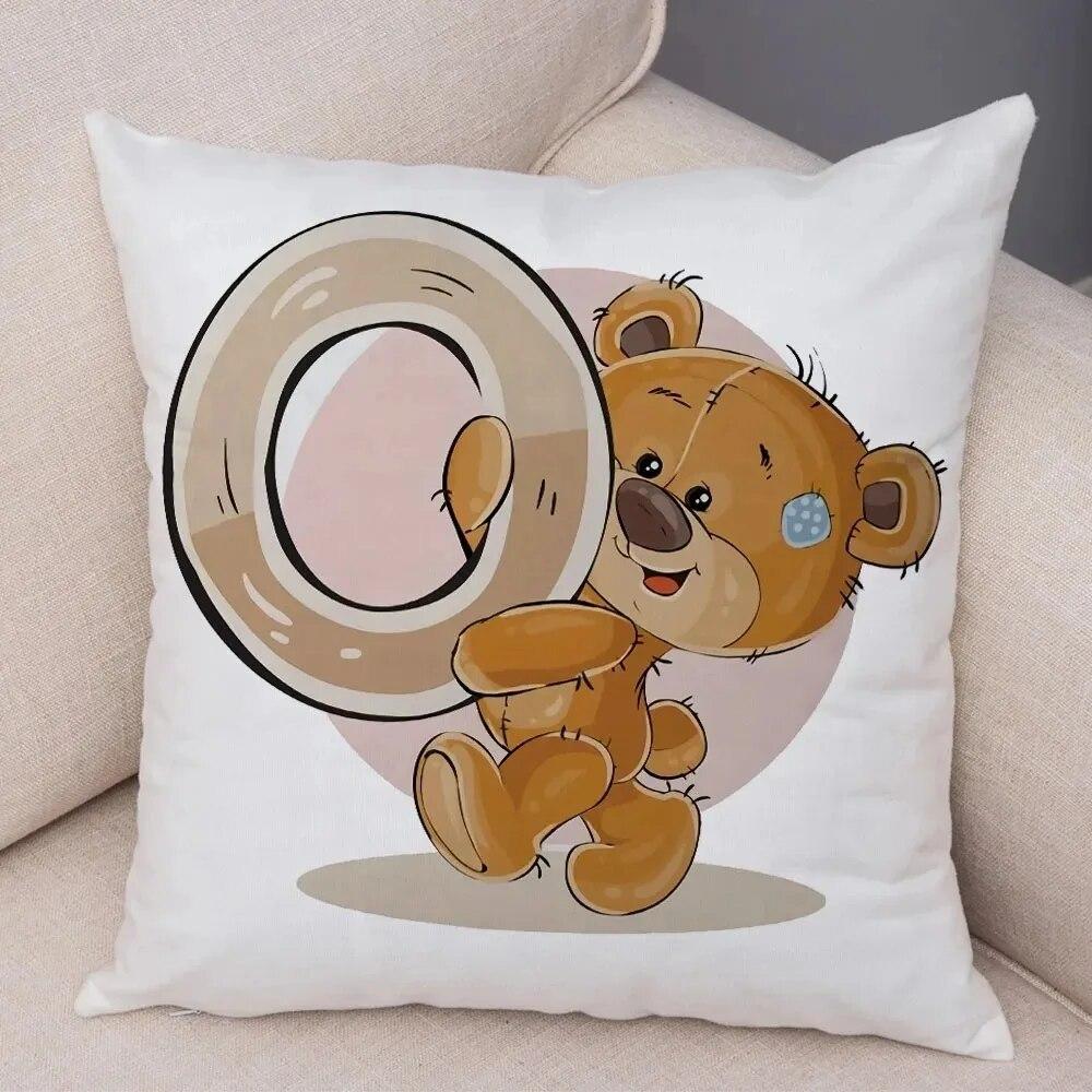 

45x45 см наволочка с милым мультяшным медведем и животным, наволочка с английским буквенным принтом, наволочка для детской комнаты, чехол для дивана 45x45cm