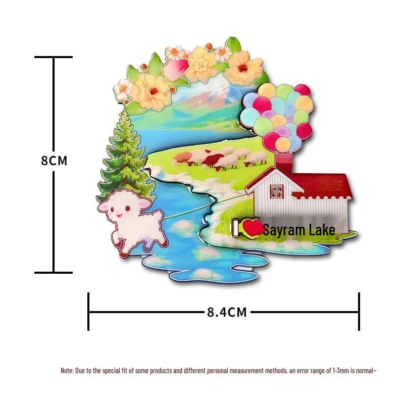 

Культурный деревянный магнит на холодильник Синьцзян: Сувенир Урумчи, Кашгар, озеро Сайрам.