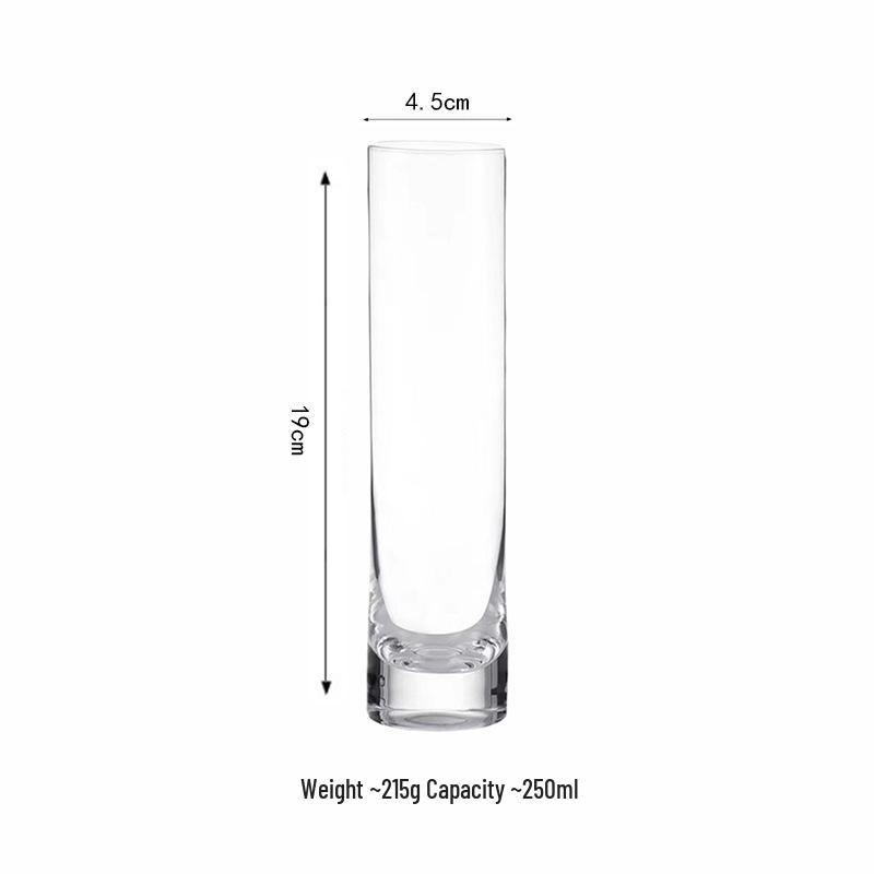 Wabi-Sabi Style Transparent Crystal Glass Vase - Cylindrical Tube Design for Elegant Flower Arrangements 201-300ml