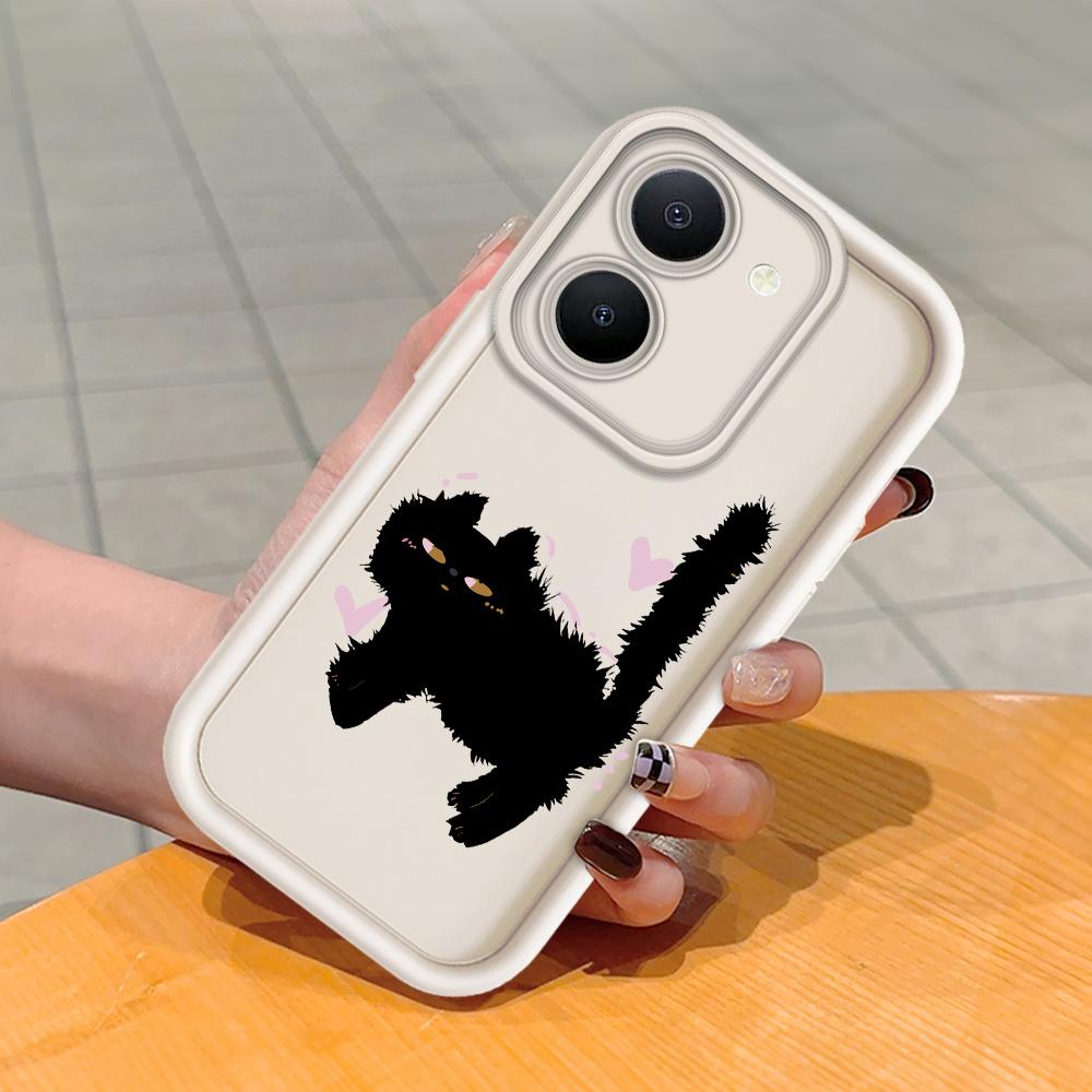 

М яка силіконова квадратна драбина з малюнком для телефону Корпус телефону Повне покриття Камера Протиударний захист Гумовий чохол для Vivo Vivo Y93S білий