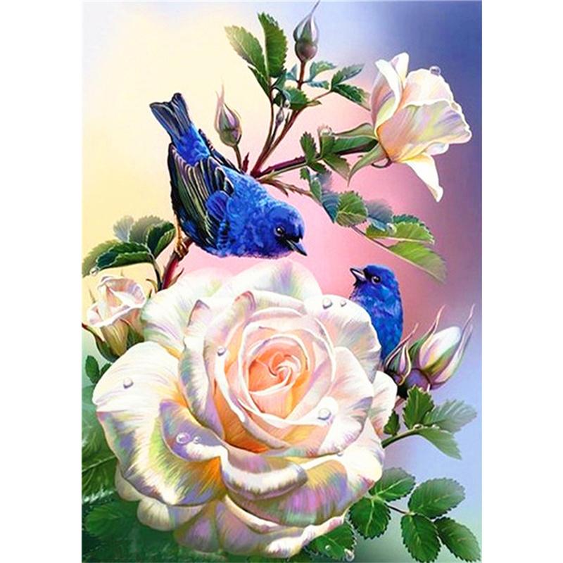 Pictură cu diamant DIY 5D, flori colorate, broderie cu diamante, kit cu punct de cruce, mozaic cu strasuri, decor pentru acasă