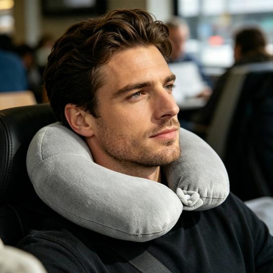 U-Shaped Pillow with Removable Cover, Neck Support Pillow for Travel Office Home, Lumbar Nap Cushion, Leg Lift Cushion, Cervical Relief Headrest