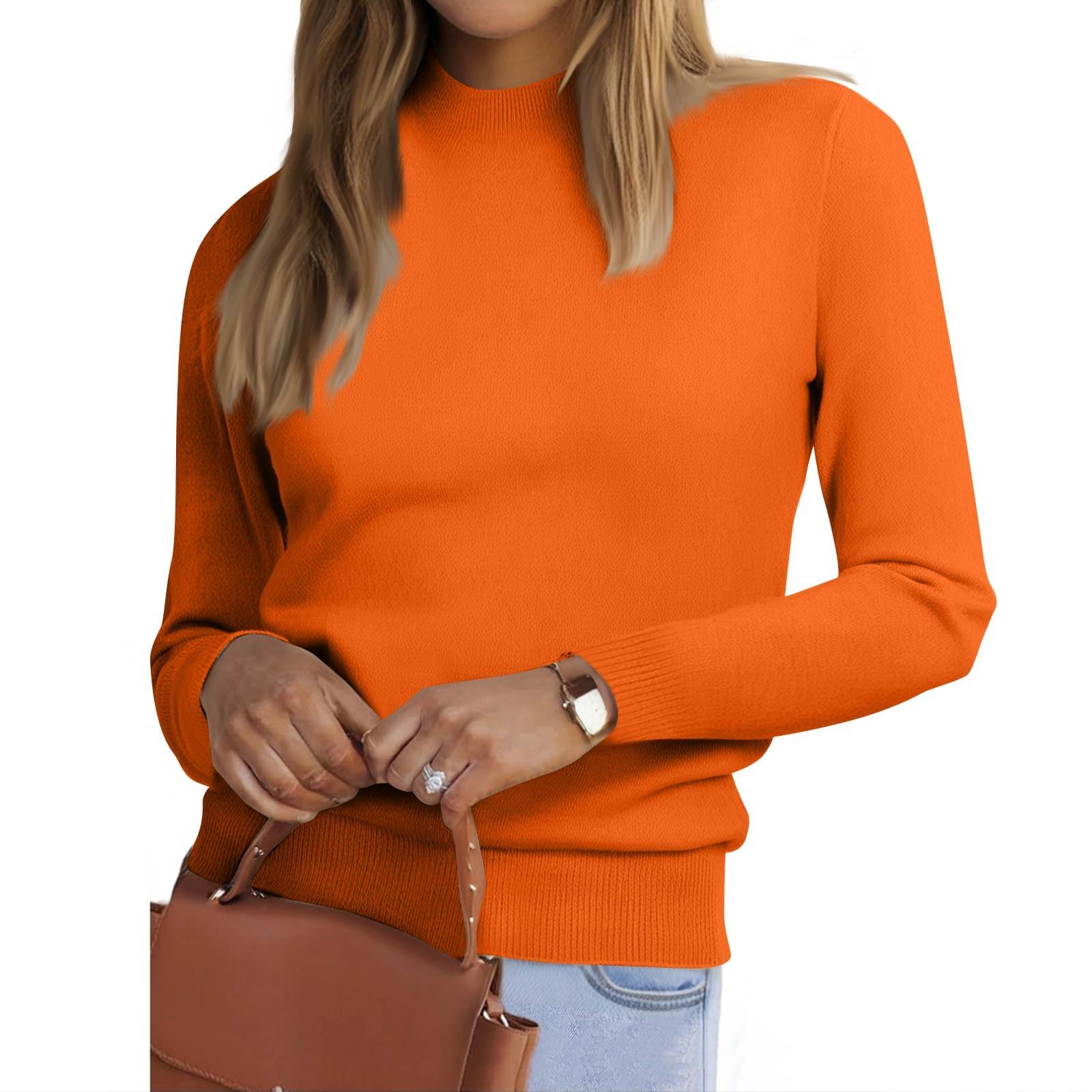 

Women s Fashionable Casual Solid Color Long Sleeve Top XXL оранжевый