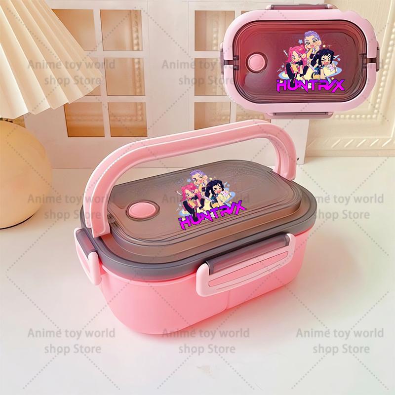 KPop Demon Hunters Portable Bento Lunch Boxs Girl Boy Compartment Fruit Food Boxs Microwave Lunch Box Picnic Fresh Box Gift