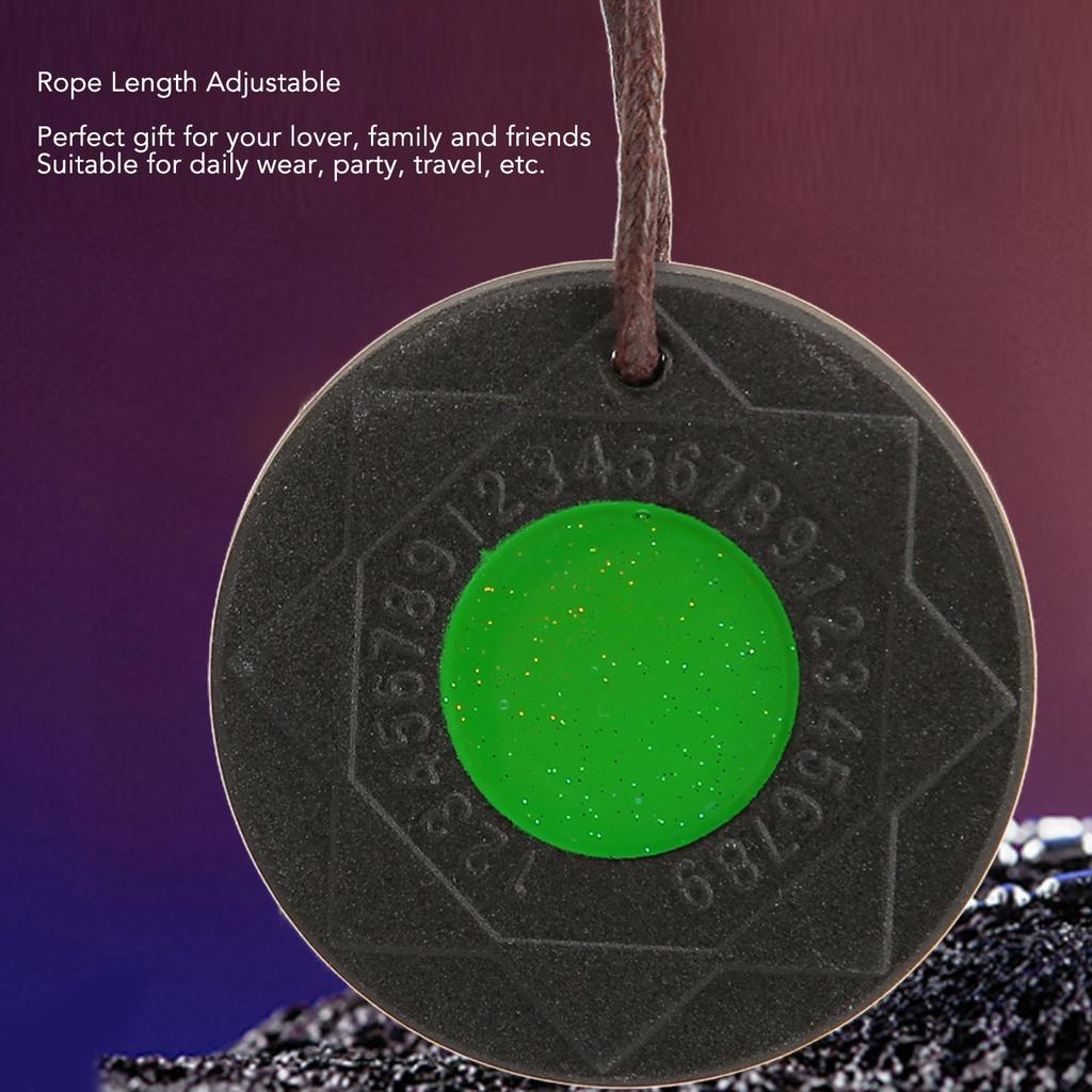 Volcanic Lava Energy Stone Pendant Green Core Promote Circulation Adjustable Round Shape Negative Ion Necklace