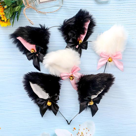 Simulation Animal Plush Ear Design Headwear Cosplay Party Decor Prop with Bell