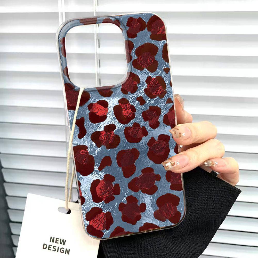 Korean Fashion Pink Leopard Print Phone Case for iphone 17 Air 16 15 14 13 11 12 Pro Max 7 8 Plus X XS XR SE 2022 2020 16e Cover