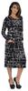 Bimba Printed Long Bodycon Dress With Pockets For Women Full Sleeves Dress Midi