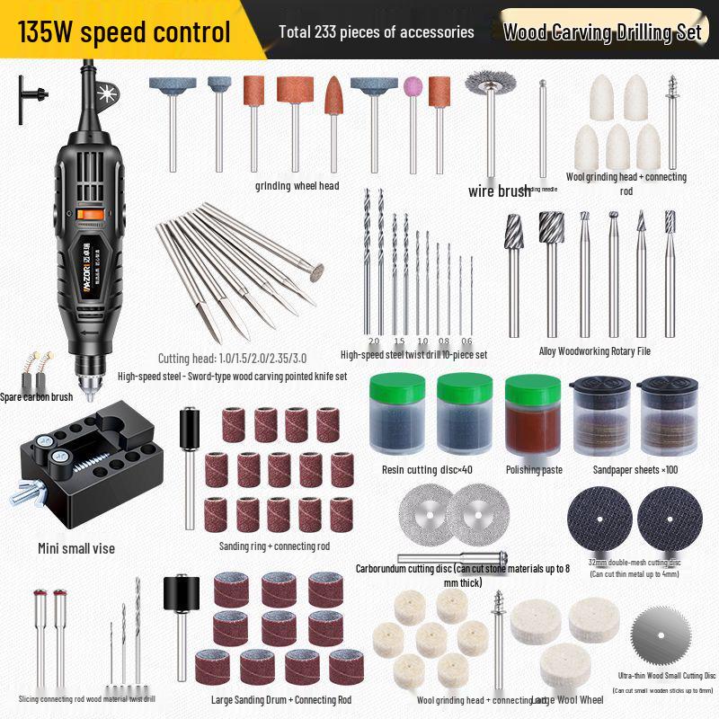 High-Power Handheld Electric Grinder: Wood Carving, Jade Polishing, and Small Drill Tool