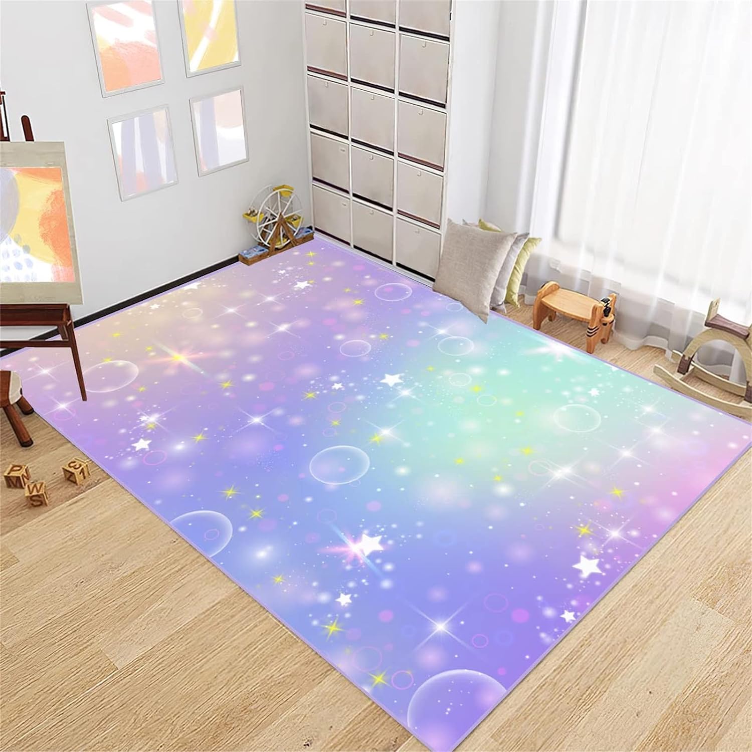 

Blue Universe Outer Space Area Rug for Boys Bedroom Planet Printed Throw Rugs Starry Sky Carpets for Living Dining Room Decor 40x60cm 16x24 inch