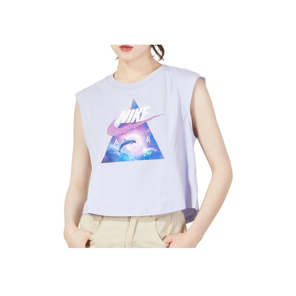 Nike Alphabet Print Breathable Sleeveless Vest Women Tops Purple FD1215-536