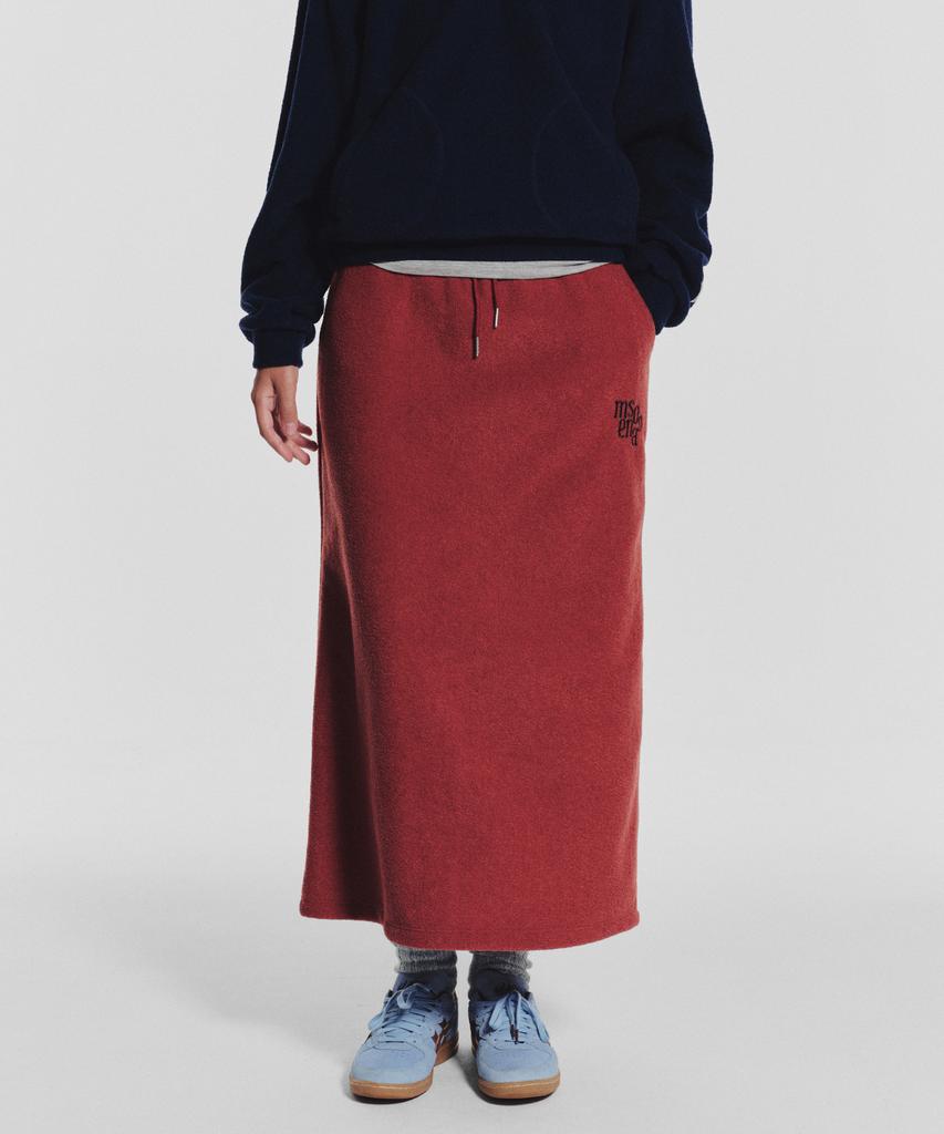 Minasu Terry Fleece Long Skirt_Red