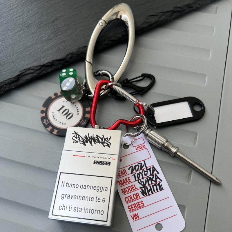 Original High-Quality Keychain Black Eight Dice Fashionable Multi-Element Bag Pendant Waist Accessories for Men and Women