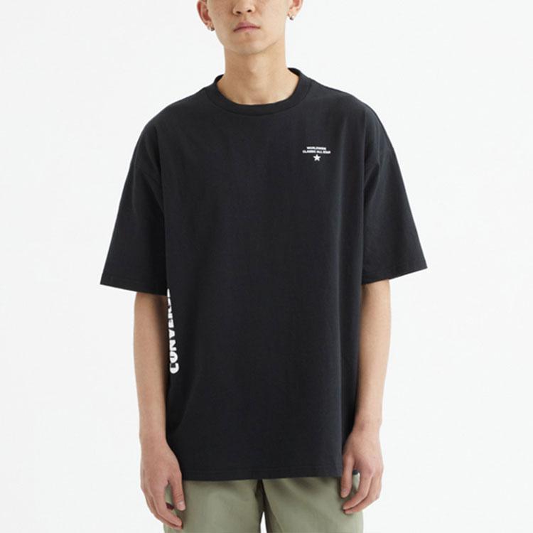 Converse T Shirts Men's Black Crew Neck Moderate Straight Fit 10021508-A01