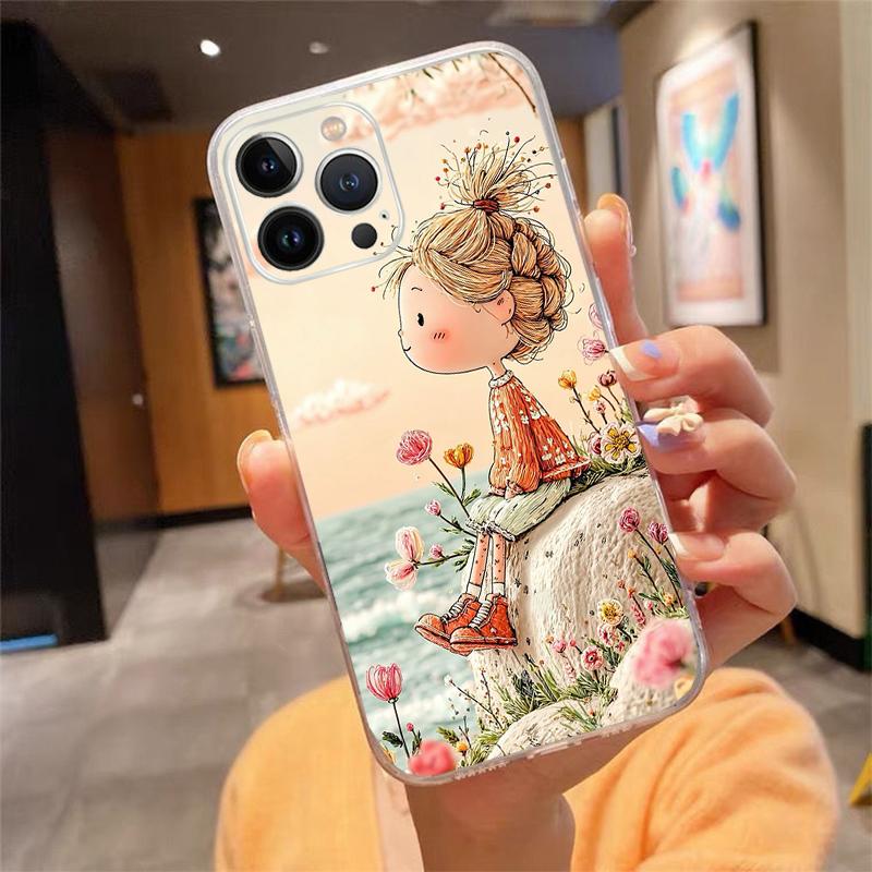 

Lovely Girl Phone Case Carcasa Funda For iPhone 17 Pro Max Air 16 15 14 13 Pro Max 15 16 Pro 15Plus 16E Case iphone 15Plus