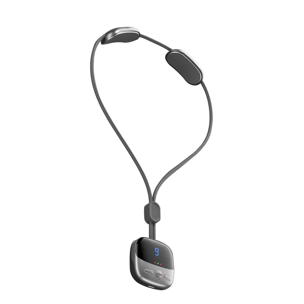 Mini Necklace Neck Massager 4 Modes 9 Strength 3 Gears Hot Compress Dual Pulse Smart Pendant Massager Grey