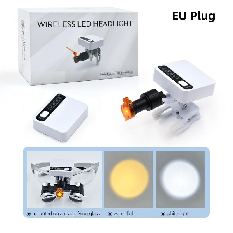 Dental Wireless Headlight 5W Magnetic Clip Head Lamp with 2 Batteries for Dental Binocular Loupes Adjustable Brightness Lamp