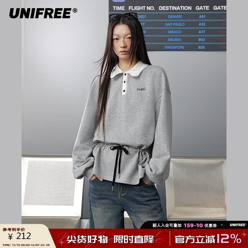 

UNIFREE Ballet Style Polo Collar Casual Sweatshirt S