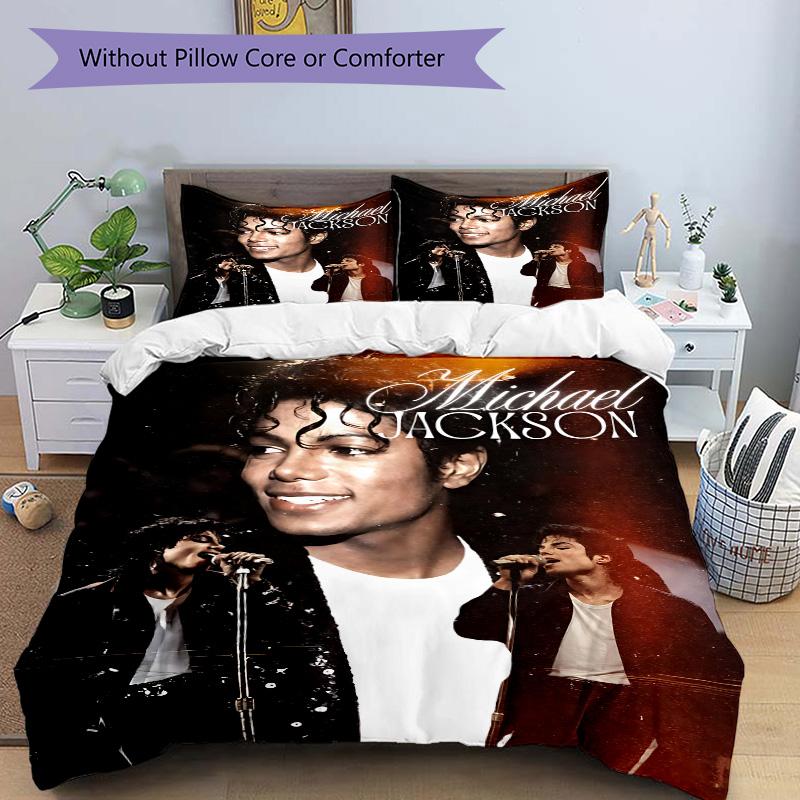 Set Biancheria da Letto Iconico di Michael Jackson 3 Pezzi Copripiumino con 2 Federe Cuscino Regalo di Compleanno per la Casa
