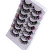 7 Pairs of Colored Hair-fried False Eyelashes with Multi-layer Thick Cross Mink Fur Lashes Mink Individual Lashes Extension Eyelashes Extension Kit