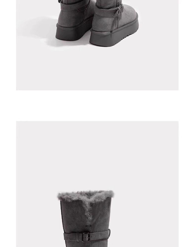 Women's Mid-Calf Gray High-Top Snow Boots 2025 - Thick-Soled, Velvet-Lined Winter Footwear