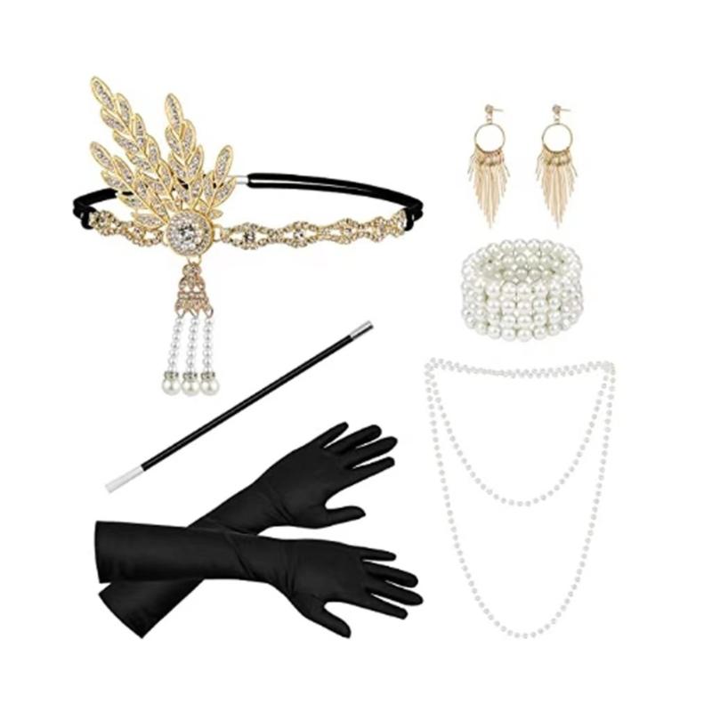 Sparkling Rhinestone Headwear Feathered Headgear Set Alluring Feathered Headband Comfortable for Halloween Singles Party
