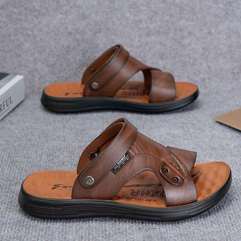 

Сандалии мужские повседневные летние новые водонепроницаемые нескользящие с мягкой подошвой для вождения пляжные туфли двойного назначения мужские крутые тапочки 44