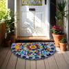 1Pcs Indian Vibrant Design Semi Circle Welcome Doormat Non-Slip for Outdoor Patio Porch Kitchen Bathroom Entryway Floor Mat