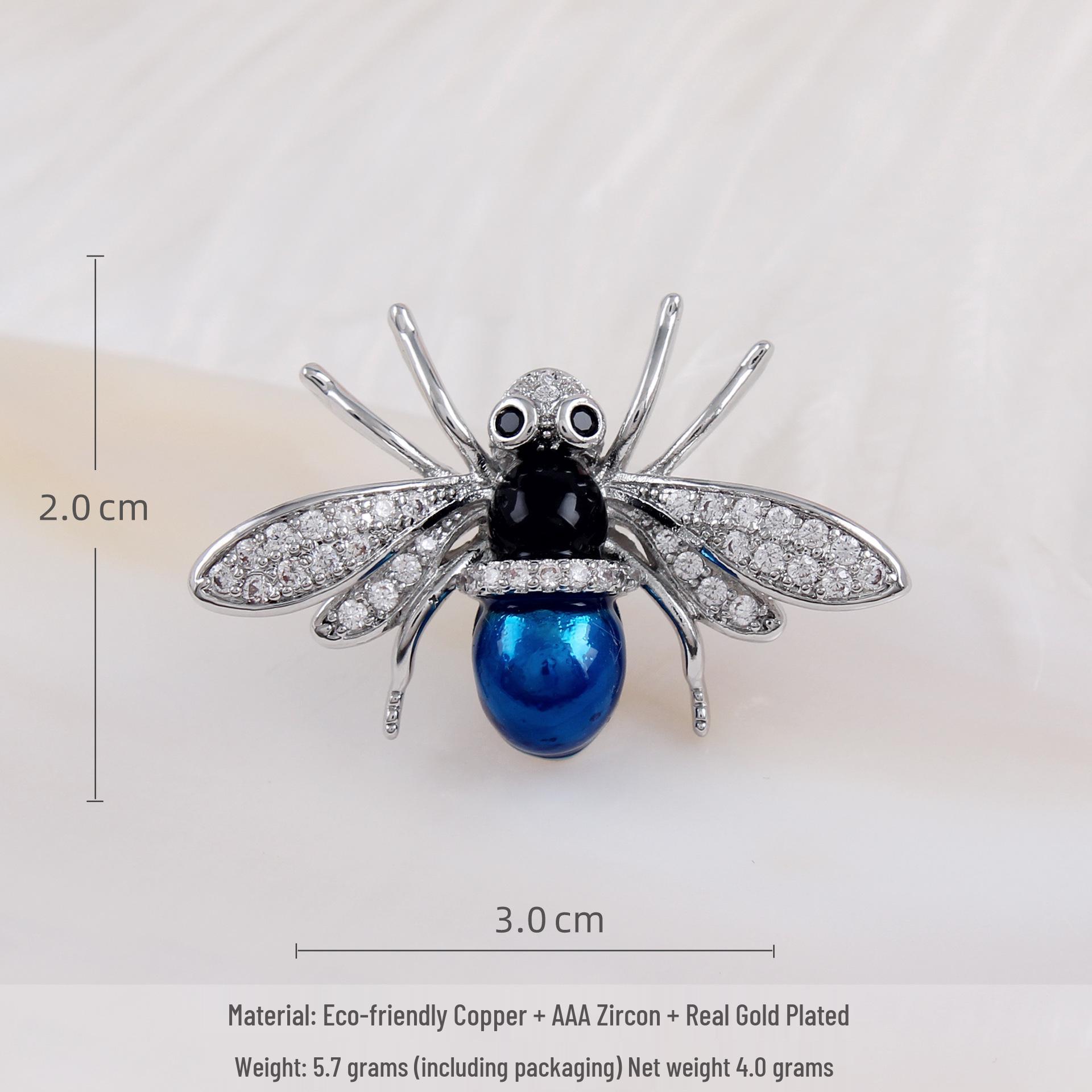 Stylish Little Bee Unisex Brooch with Micro-Set Zirconia for Lapel Pins and Anti-Exposure Button