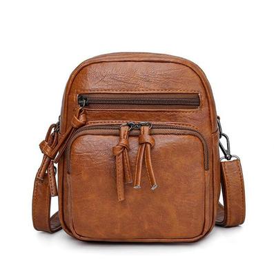 Neue Vintage Umhängetaschen für Damen Doppelfächer Schulter Weiches PU-Leder Handtasche Große Kapazität Reise
