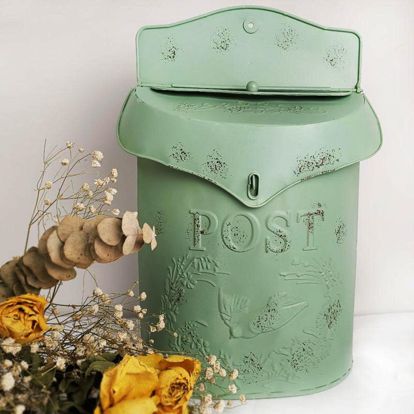 

European Retro Wall Mailbox Mail Box Hanging Post Letter Box House Garden зелёный