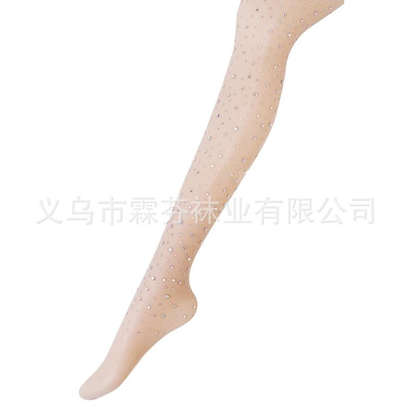 European American-style Sexy Rhinestone-embellished Mesh Garter Belt Fishnet Stockings Large- Medium Mesh Pantyhose Alluring