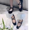 Fashion V family riveted satin ballet shoes female 2025 new bow French single shoes flat bottom Mary Jane princess shoes